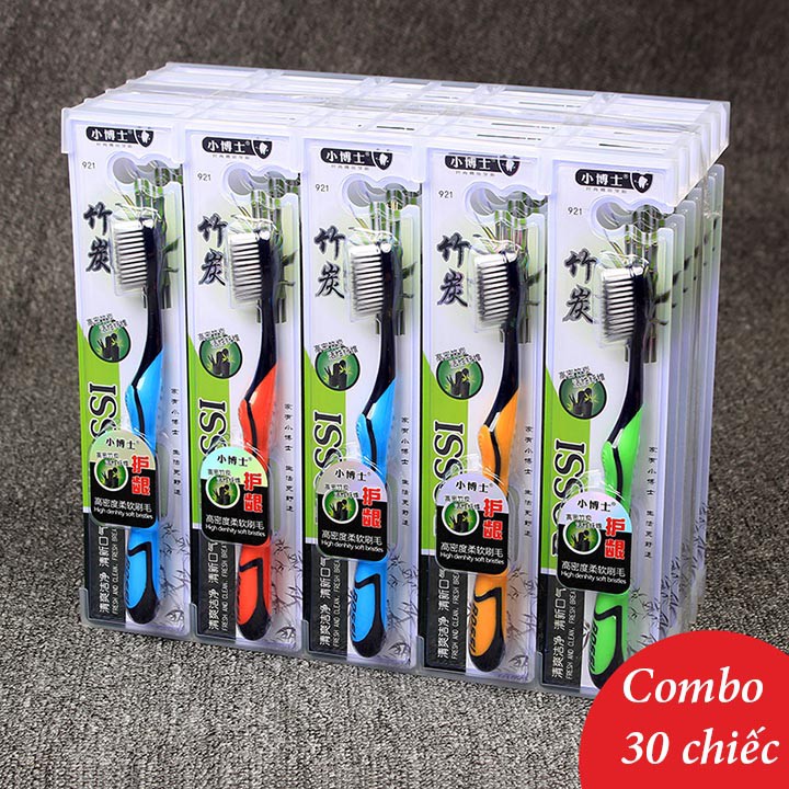 [FREESHIP] Hộp 30 Bàn Chải Than Tre Lông Mềm Giúp Chải Răng Sạch Sâu 0158