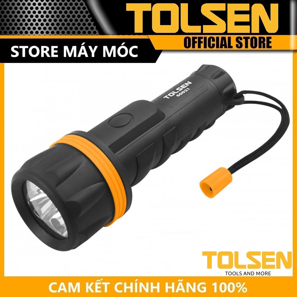 Đèn pin cán bọc nhựa 7 led dùng pin tolsen 60021 - hành chính hãng
