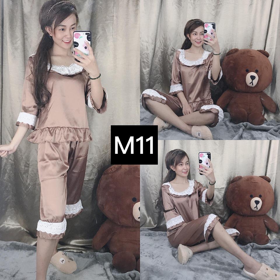 [HCM]Set Đồ Bộ Nữ Pijama Tiểu Thư Tay Lửng Phối Ren Trắng Cực Đáng Yêu
