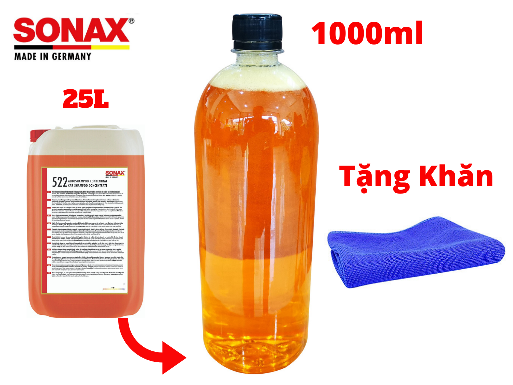 [HCM]Nước Rửa Xe Sonax Gloss Shampoo 314300 1000ml Đậm Đặc Chiết Từ Bình 25l Tặng Khăn