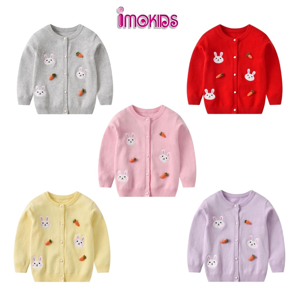 Áo len bé gái 10-25kg áo khoác cho bé Quảng Châu chất len đẹp mẫu chú thỏ dễ thương len cardigan trẻ em mùa thu đông