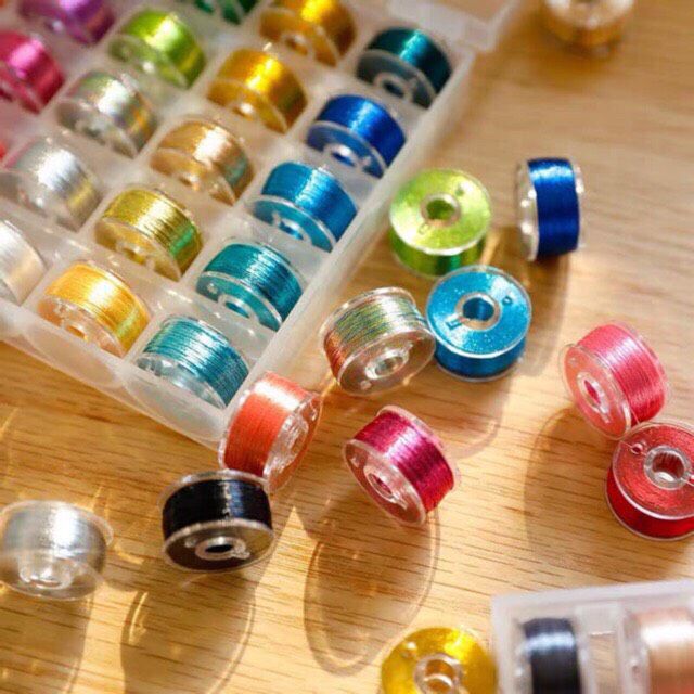 Hộp bobbin chỉ kim tuyến nhiều màu