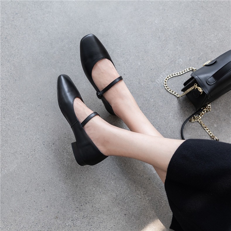 Giày mũi vuông Mã DHP3 cao 3 phân QUAI NGANG da đẹp