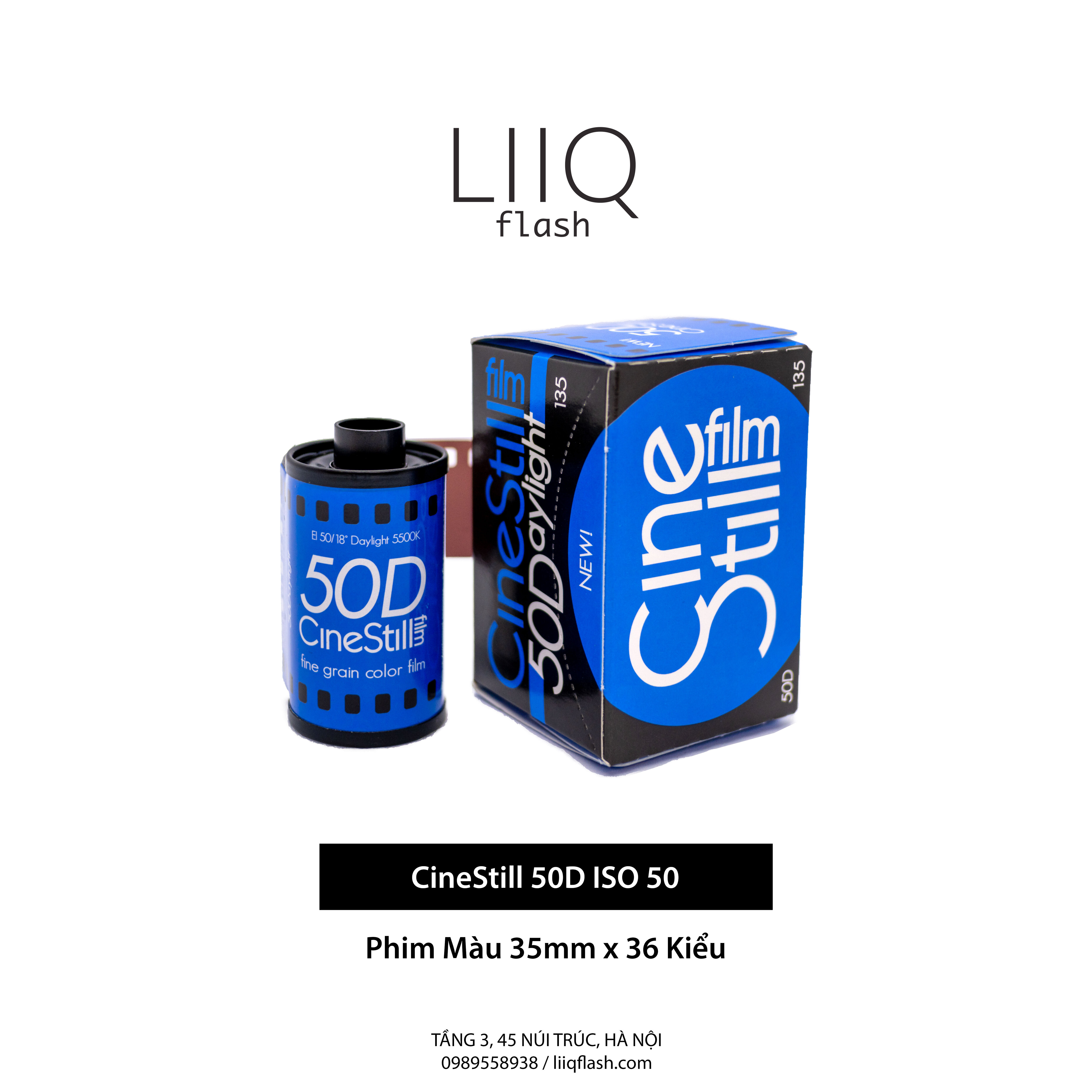 Phim cinestill 50d iso 50, màu color, 135/35mm x 36 kiểu, in date cho máy chụp ảnh film - liiq flash