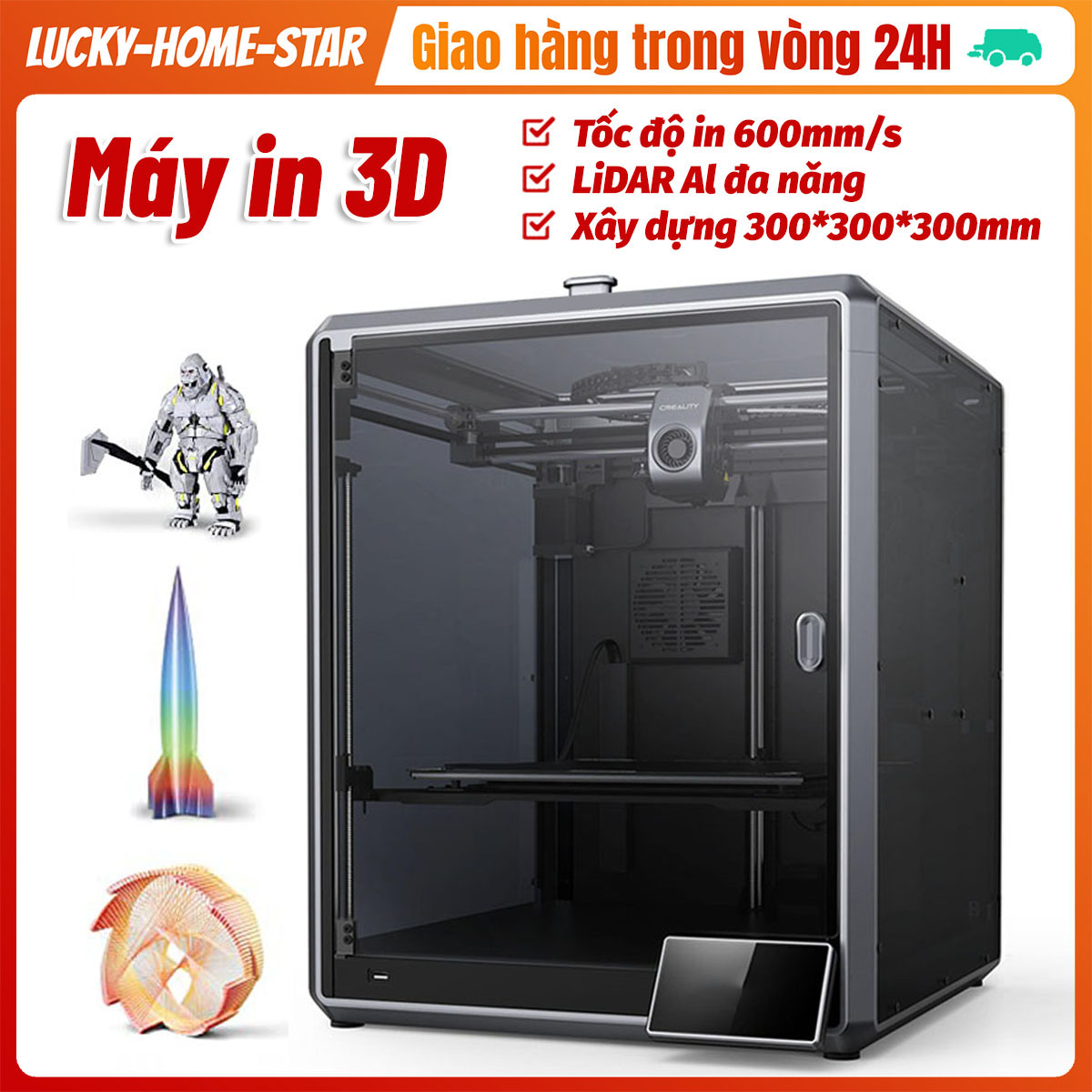 Máy in 3d, máy in 3d k1 max, máy in 3d tốc độ cao, máy in 3d fdm, tốc độ cao và độ chính xác cao size 300 300mm