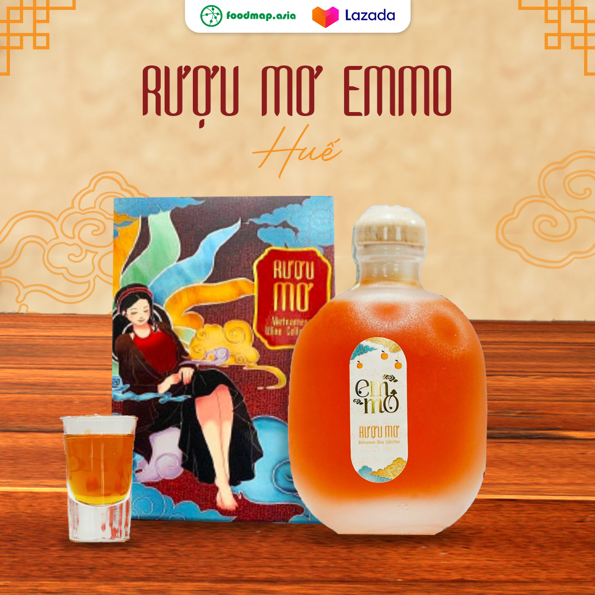 Nước lên men mơ thơm nồng - chai 250ml - emmo
