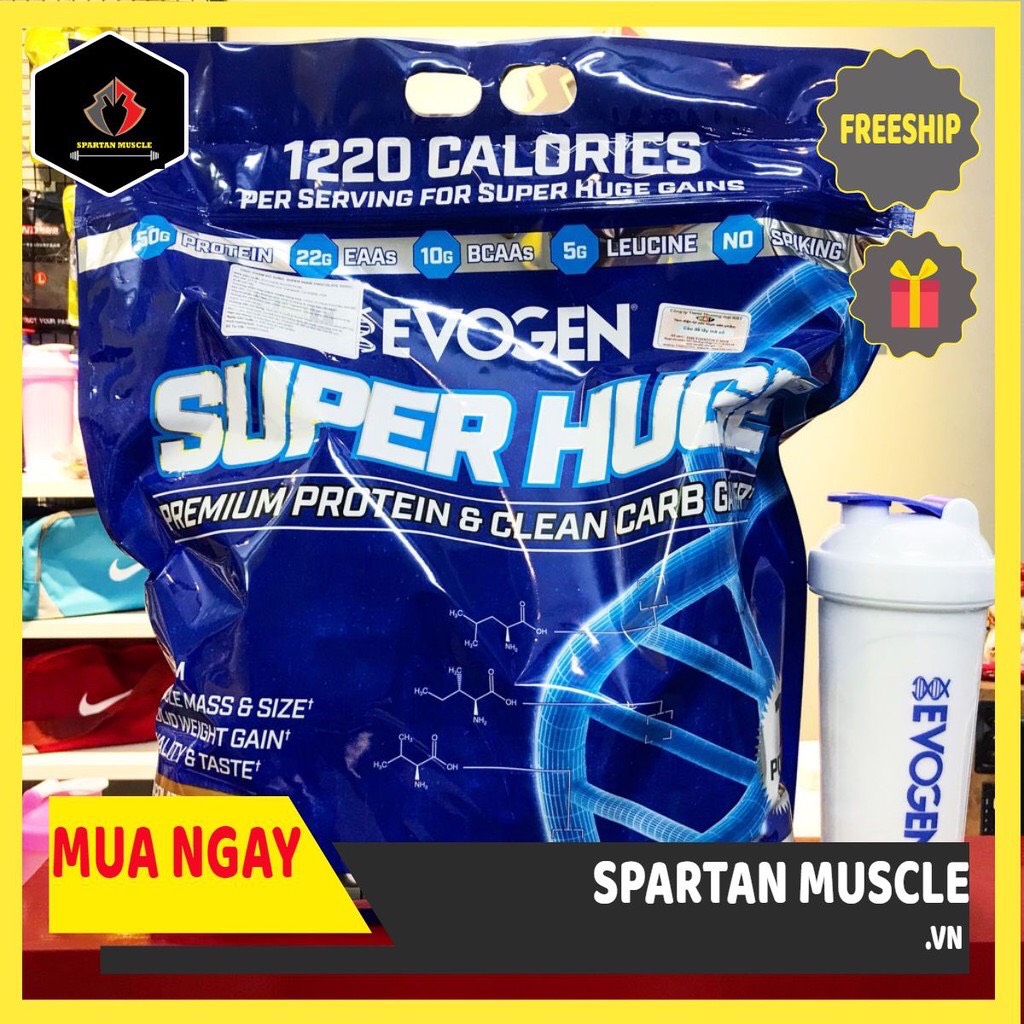 [Tặng Bình Evogen] Mass Tăng Cân Super Huge Gain EVOGEN Cao Calo Hỗ Trợ Enzyme Tiêu Hóa - Sữa Tăng Cân Tăng Cơ Nhanh Đẳng Cấp VIP, Thực Phẩm Hỗ Trợ Gym