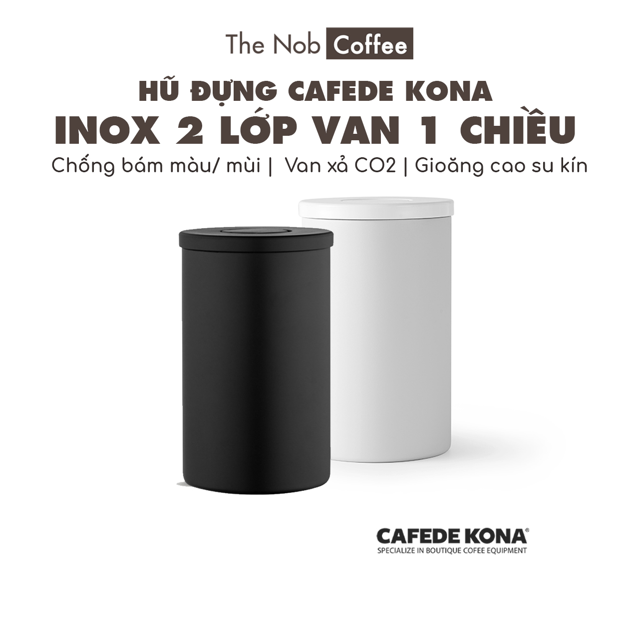 Hũ đựng cà phê inox Cafede Kona 2 lớp có van một chiều
