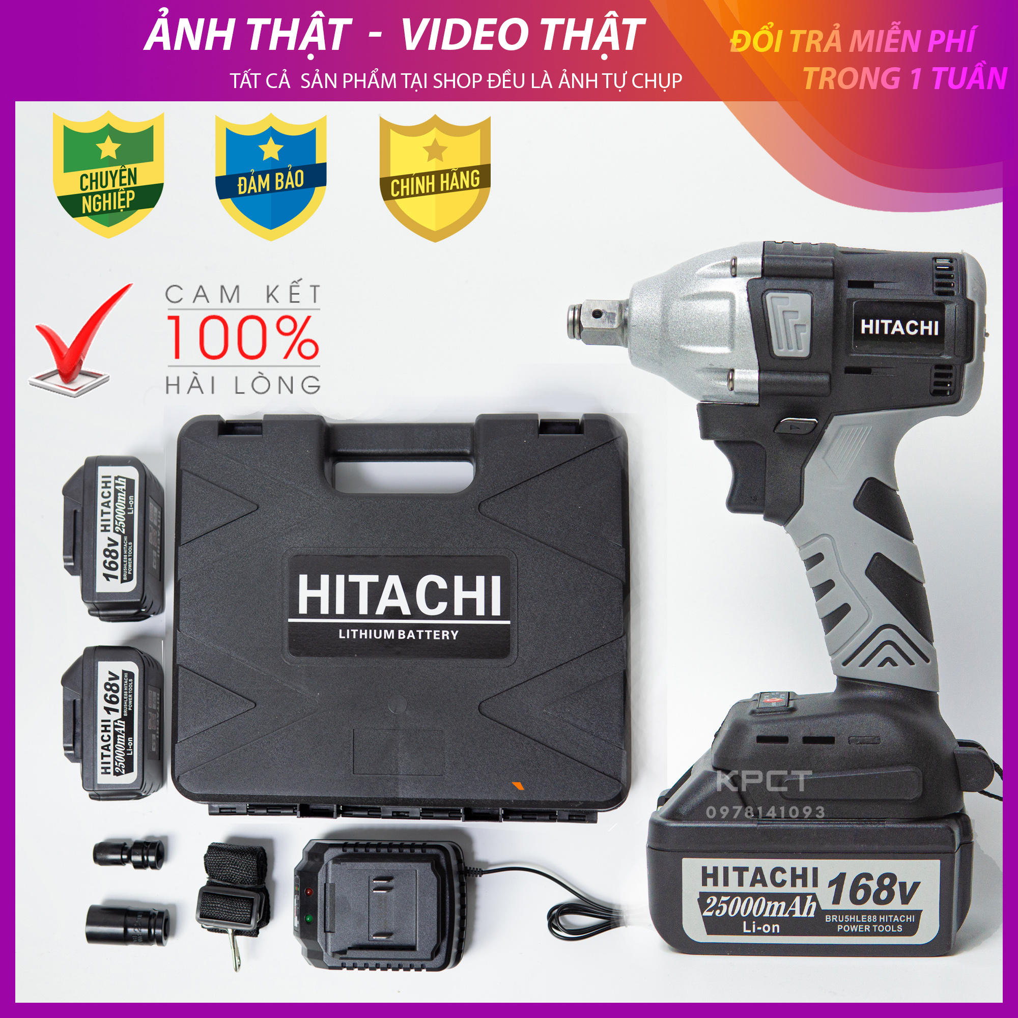 Máy siết bulong htc không chổi than - may siet bu long - bảo hành 12 tháng