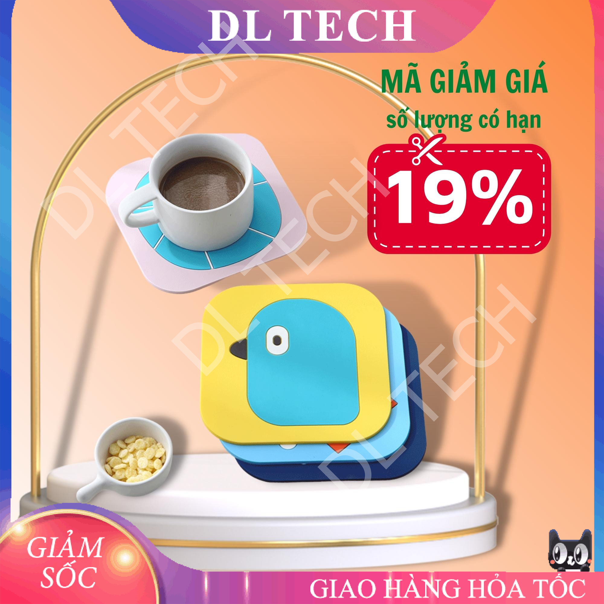 Miếng Lót Cốc Lót Nồi, Chén Cách Nhiệt Silicon Chống Thấm họa tiết đẹp xinh xắn MLC01 DL TECH