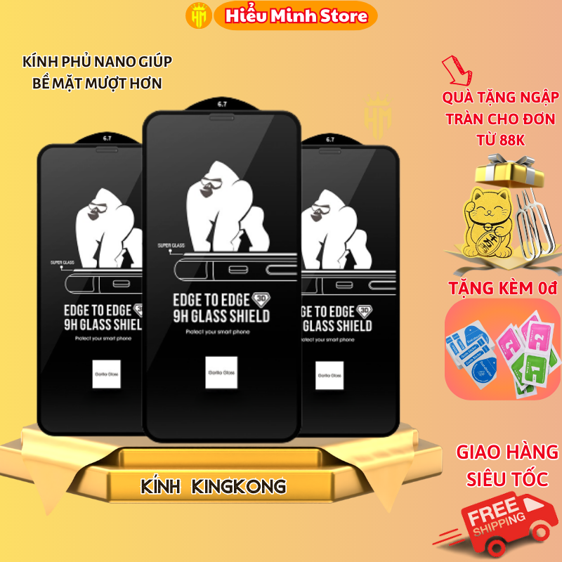 Kính cường lực iphone KingKong Full Màn 6plus/7plus/8/8plus/x/xs/xs max/11/12 pro/11 promax / ip12 promax/ 13 Promax