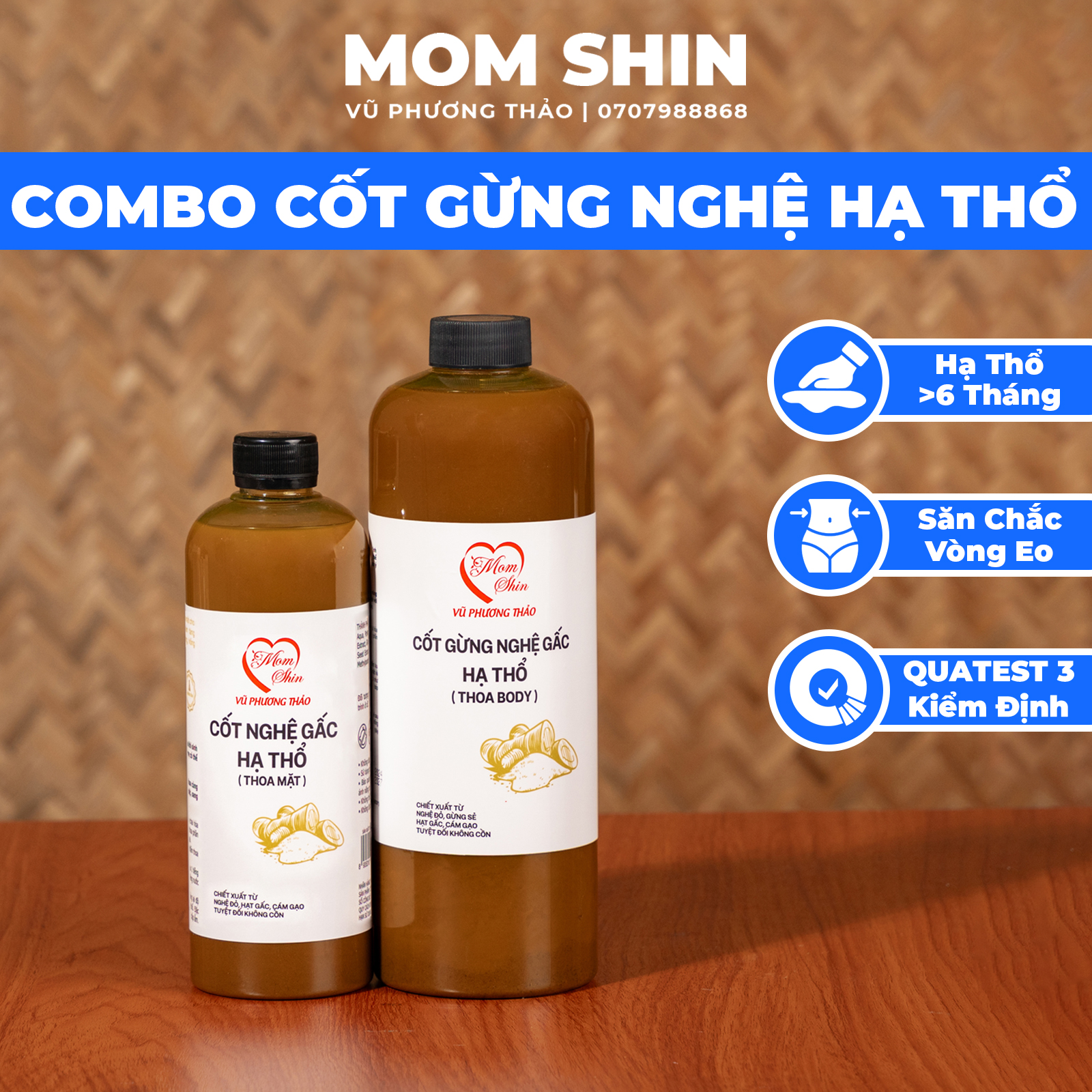 Combo 2 chai cốt gừng nghệ gấc hạ thổ MOM SHIN , dùng cho mẹ sau sinh, làm trắng da, mờ nám, mờ đốm đen