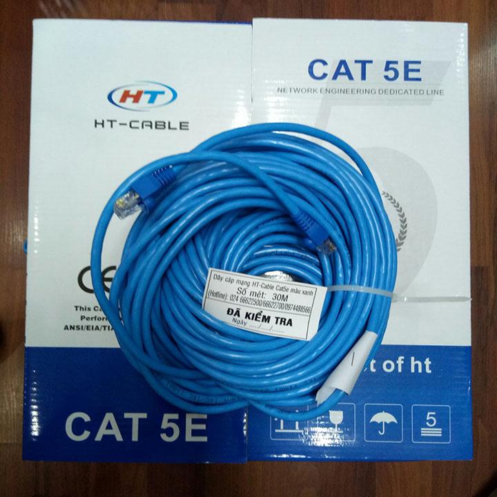 Dây cáp mạng CAT5E UTP - 30 Mét bấm sẵn 2 đầu (Màu xanh, Mới 100%)