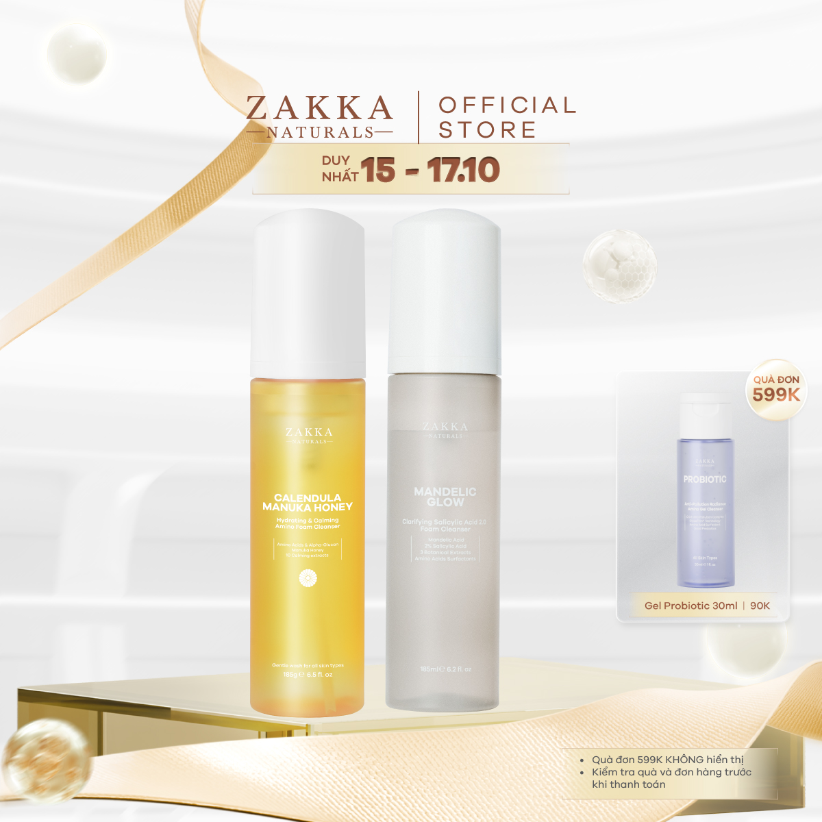  Bộ Đôi Zakka Naturals Sữa Rửa Mặt Mandelic 185ml và Sữa Rửa Mặt Hoa Cúc 185ml Hỗ Trợ Làm Sạch Dịu Nhẹ và Giúp Da Sáng Mịn Hơn 