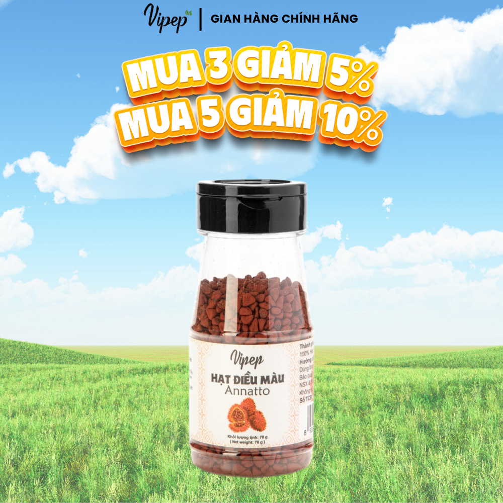 Hạt điều màu tự nhiên vipep hũ nhựa 70g
