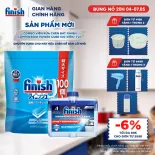 Combo Finish: Viên Rửa Chén Finish Nhật Bản Power Cube 100 Viên + Dung Dịch Vệ Sinh Máy 250ml