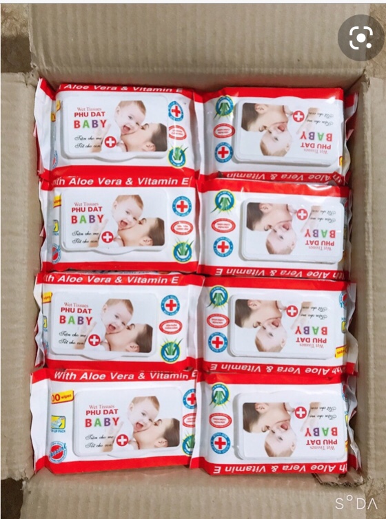 1 Thùng 24 gói khăn/giấy ướt baby phú đạt loại 100 tờ 1 gói