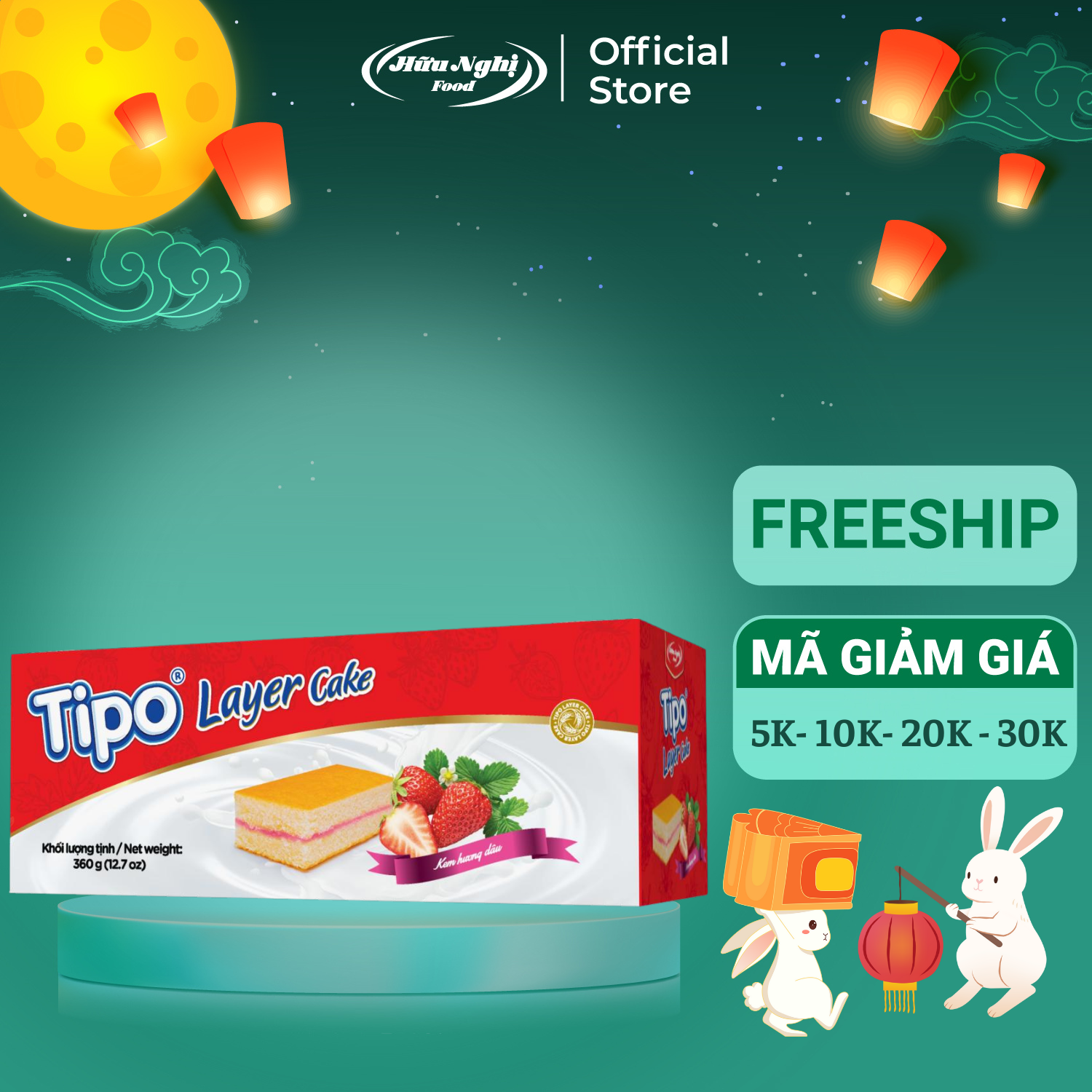 Bánh tipo bông lan tầng dâu 360g