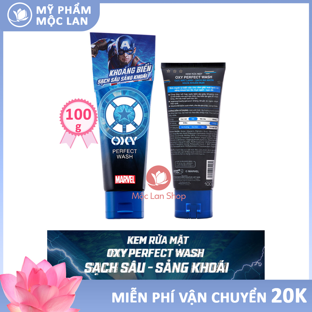Sữa rửa mặt cho nam Oxy Perfect Wash sạch bã nhờn, ngừa khuẩn mụn, cực mát 100g - Mỹ phẩm Mộc Lan