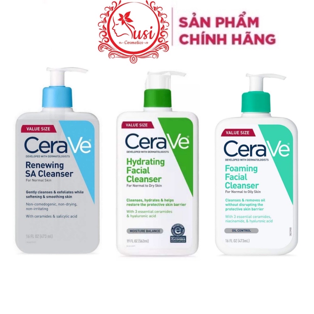 Sữa rửa mặt cerave dịu nhẹ foaming/ hydrating /sa smoothing cleanser