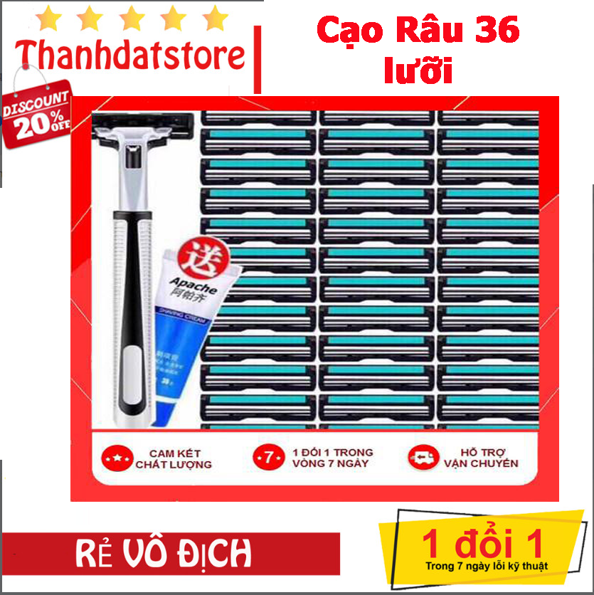 Bộ dao cạo râu tặng 36 lưỡi kép Gulliet + 1 lọ kem cạo râu