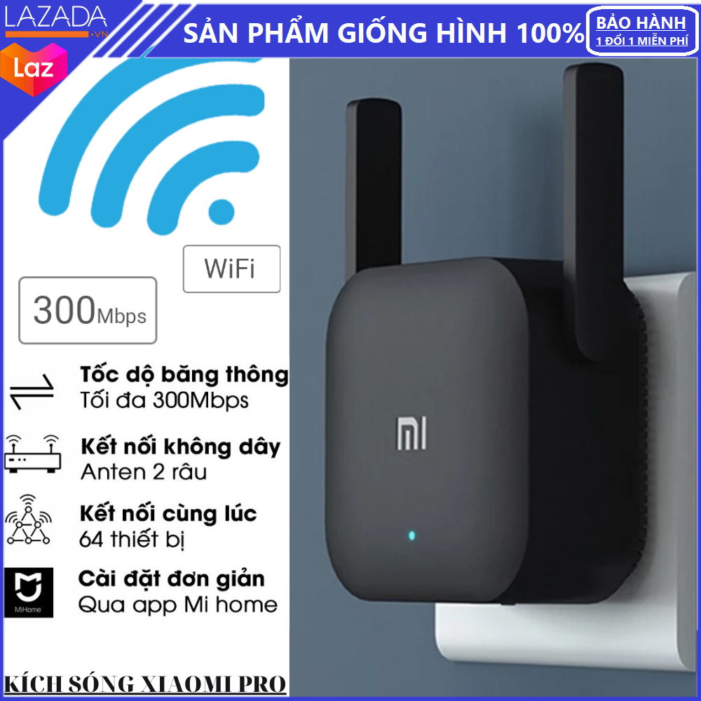 [Bảo Hành 1 Năm Chính Hãng] Kích sóng Wifi Xiaomi Repeater Pro - Thiết Bị Mở Rộng WiFi Xiaomi Mi Wifi Repeater Pro 300Mbps ,Chuẩn Wifi: IEEE 802.11b/g/n, 2 Râu WiFi 2*2 DBI Antenna 2.4GHZ Giúp Tăng Khả Năng Phát Sóng Xuyên Tường
