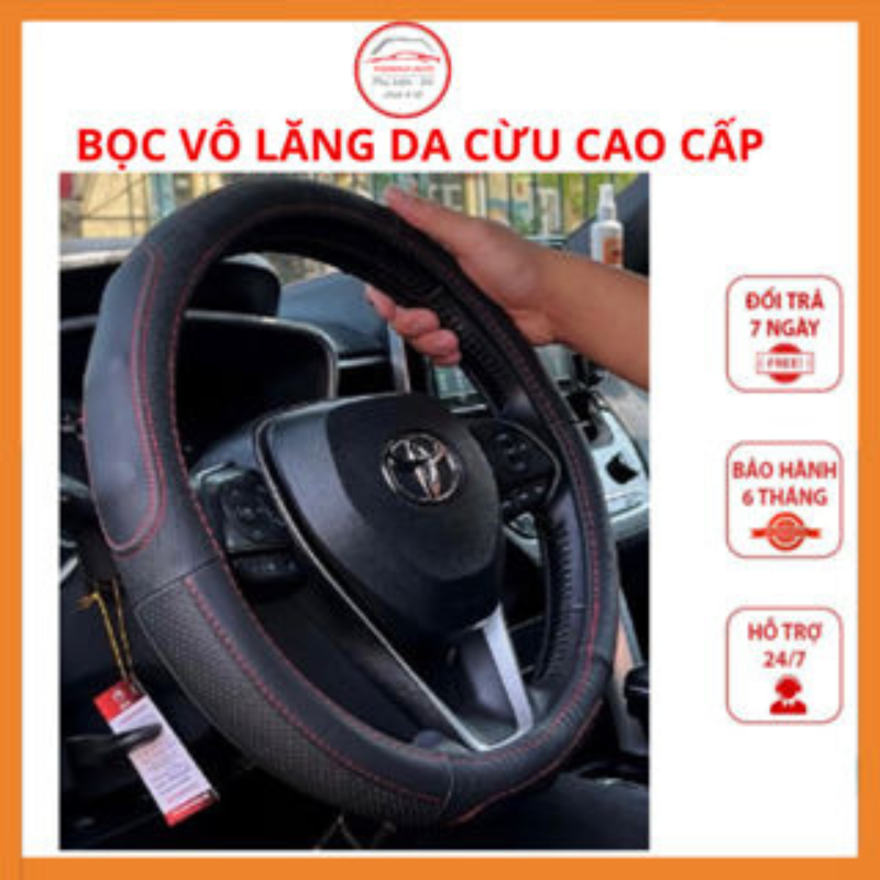 Bọc vô lăng ô tô, bọc vô lăng ô tô da cừu da thật cao cấp mềm mại ôm khít chống trơn trượt khi lái xe size 38cm
