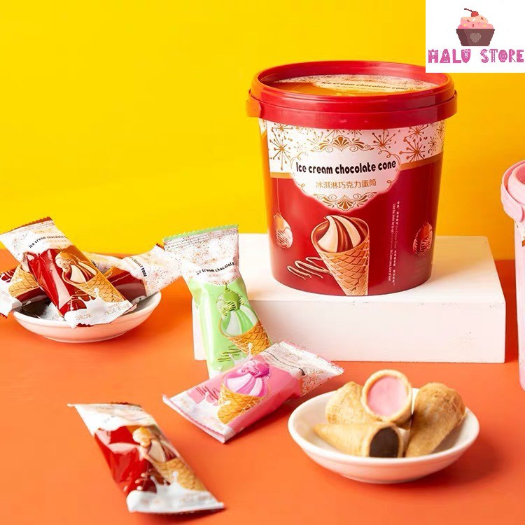 Bánh kem ốc quế mix vị dâu / trà xanh / sô cô la xô 158g
