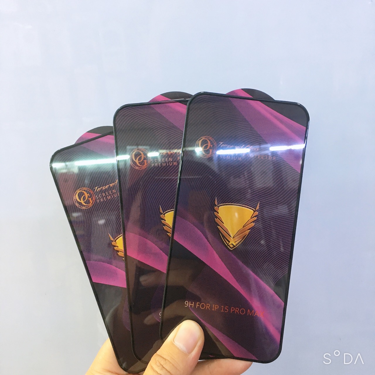 Kính cường lực iphone 15/ 15 plus/ 15 pro/ 15 pro max full màn hình og tím, viền mỏng,hàng chuẩn
