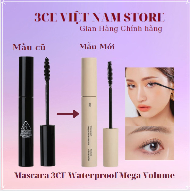 Chuốt Mi 3ce Waterproof Mega Volume Mascara Dày Dài Cong Mi