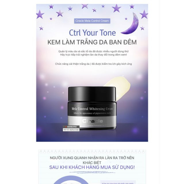 Kem dưỡng trắng da, mờ thâm ban đêm Ciracle Mela Control Whitening Cream
