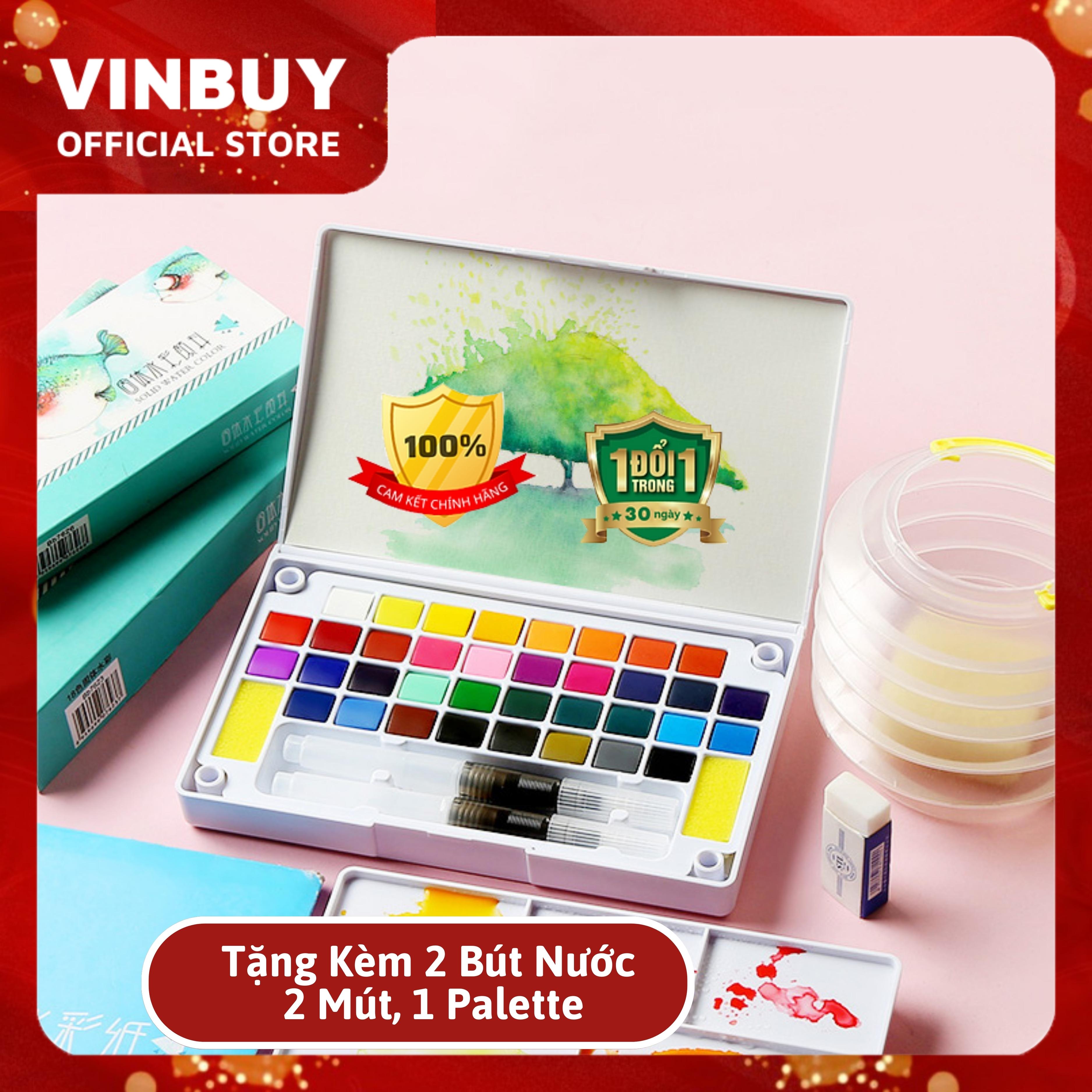  Màu Nước Solid Water Color 12 18 24 36 Màu - Tặng Kèm 2 Bút Nước 2 Mút 1 Palette - Dùng Cho Học Sinh Sinh Viên Vẽ Chuyên Nghiệp - VinBuy 