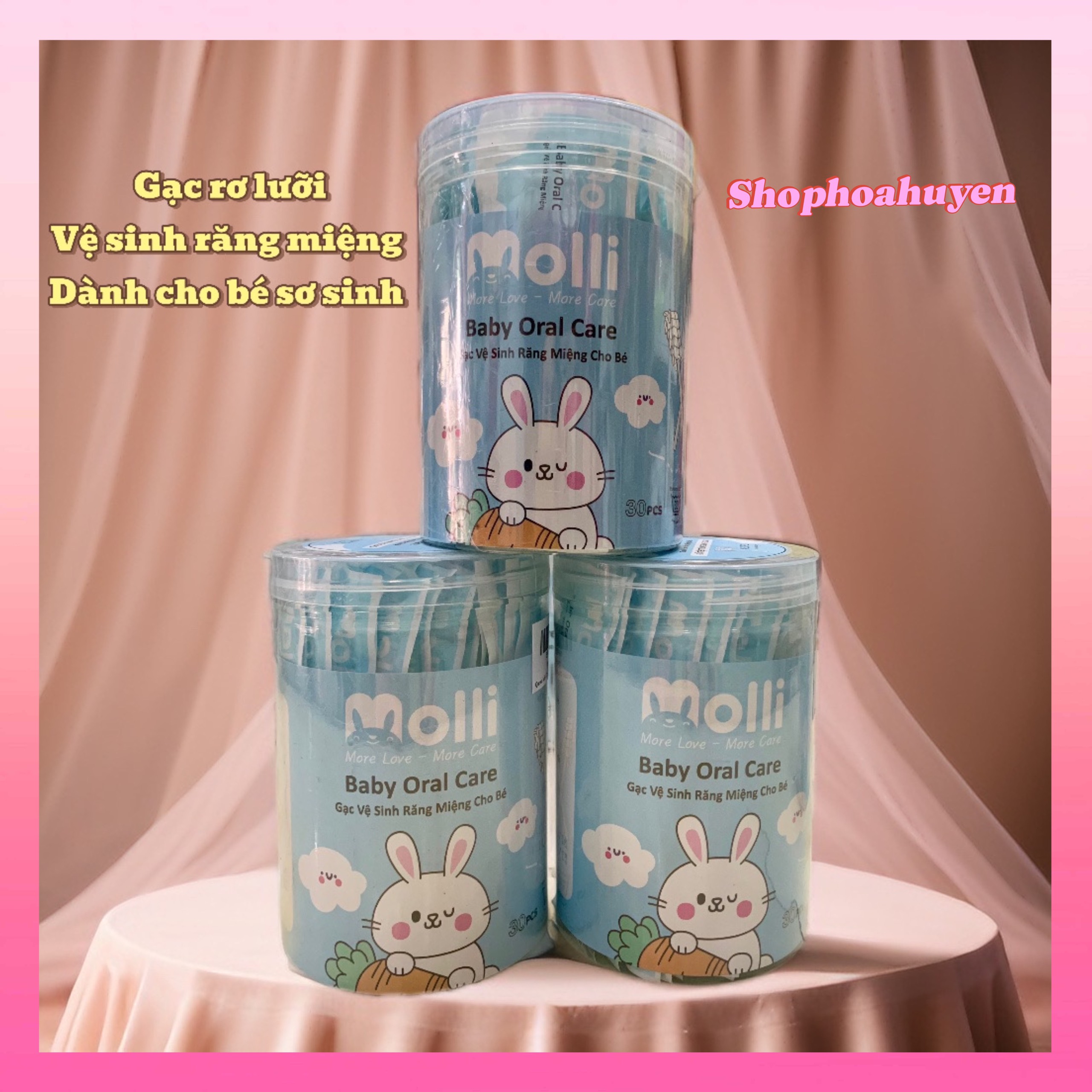 Que rơ lưỡi cho bé sơ sinh Emma kids và Molli hộp 30 que - Gạc rơ lưỡi cho bé - Que rơ miệng cho trẻ em