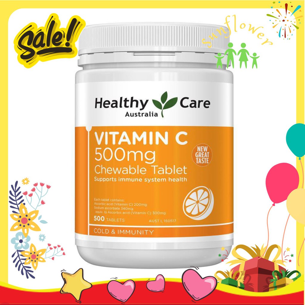 Viên Nhai Mềm Bổ Sung Vitamin C Healthy Care 500 viên Của Úc
