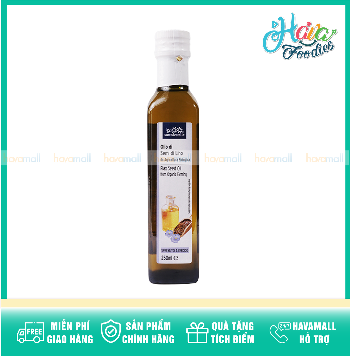 [HCM]Dầu Hạt Lanh Ép Lạnh Hữu Cơ – Sottolestelle Organic Flax Seed Oil 250ml