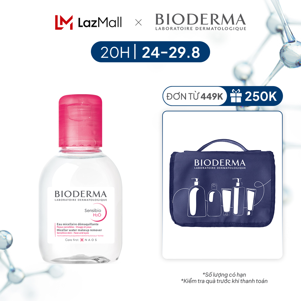Dung dịch làm sạch và tẩy trang micellar cho da thường và da nhạy cảm Bioderma Sensibio H2O - 100ml
