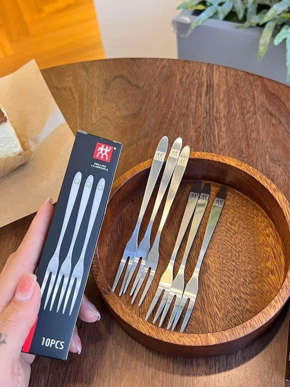 Set 10 dĩa inox cao cấp size nhỏ- xiên inox