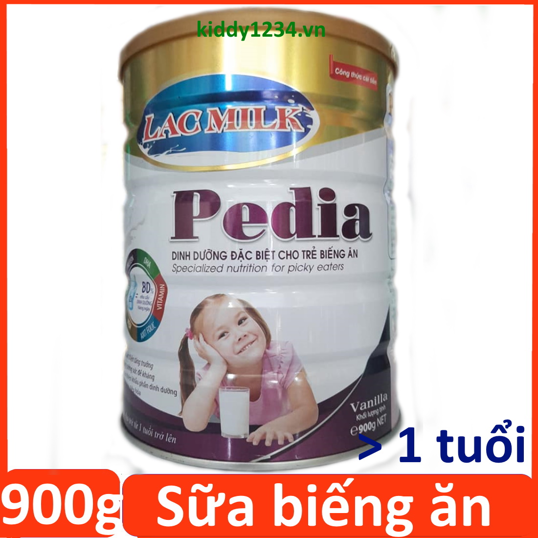 Sữa Lacmilk pedia dành cho trẻ biếng ăn 900g (kiddy1234)