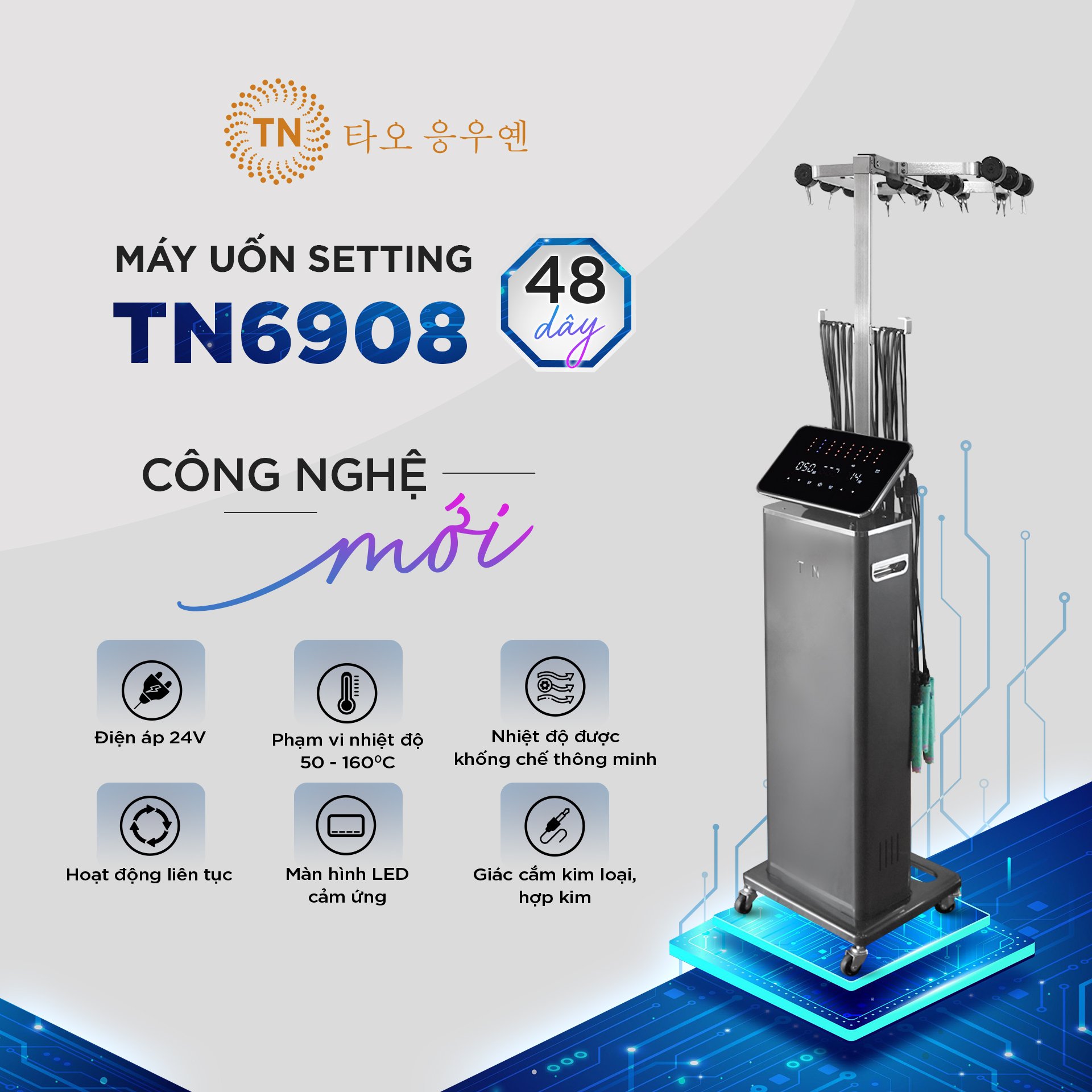 Máy Uốn Tóc Setting Cao Cấp ĐỜI MỚI 48 Dây, Kèm 48 Trục Uốn Cao Cấp 12.5cm Được Chọn Size Trục, Chính Hãng Chuyên Dụng Cho Salon Tóc