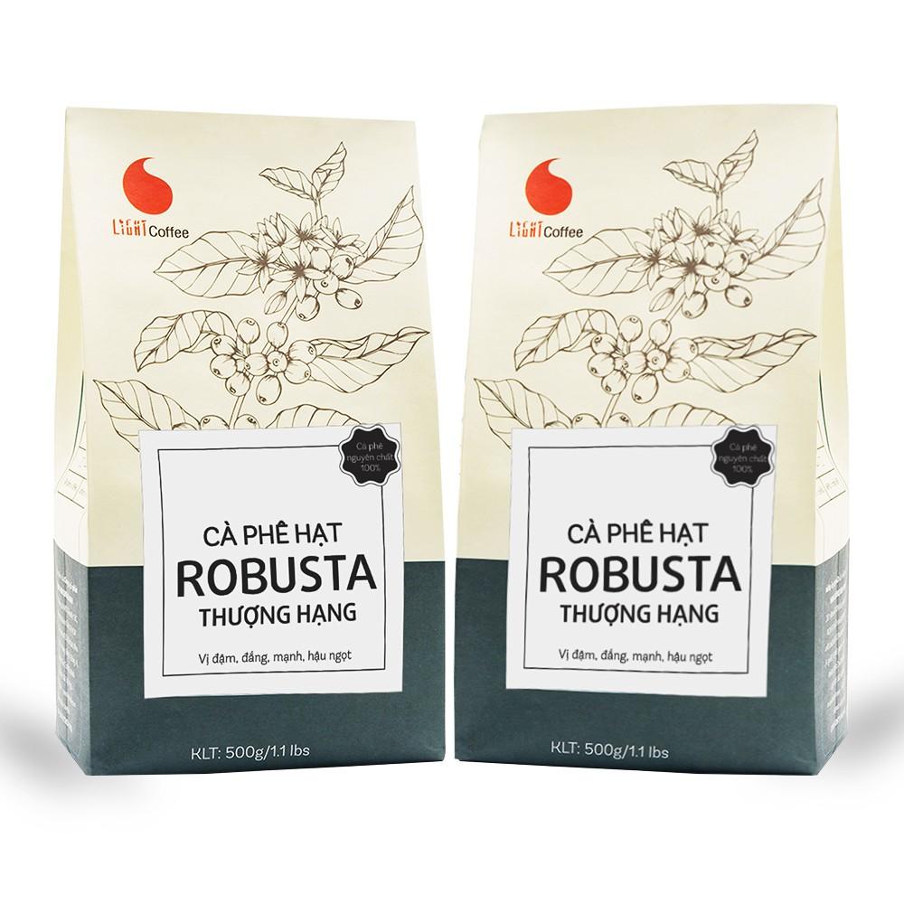 [HCM]1kg Cafe Robusta Thượng Hạng Light Coffee Hạt nguyên chất 500g - Rang medium Light Coffee