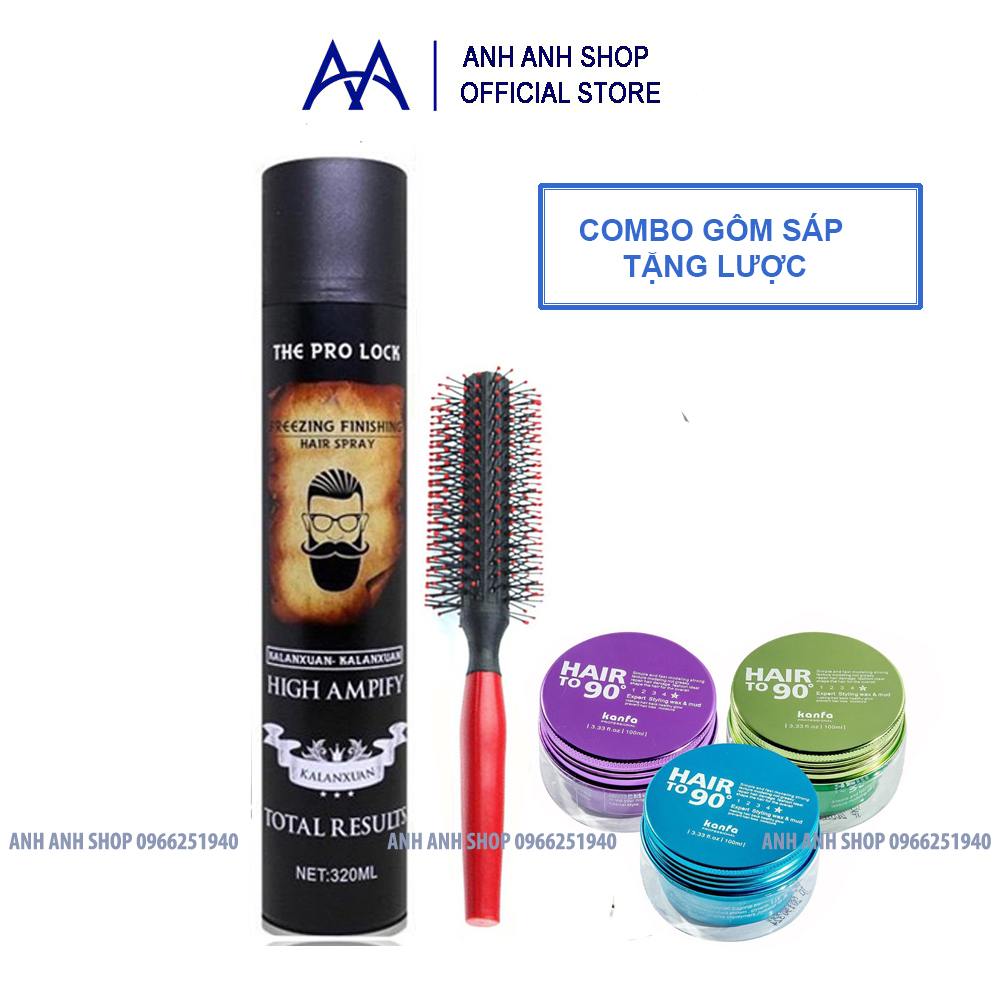 Combo gôm Prolock 420ml và sáp mềm Kanfa + tặng 1 lược tròn tạo kiểu