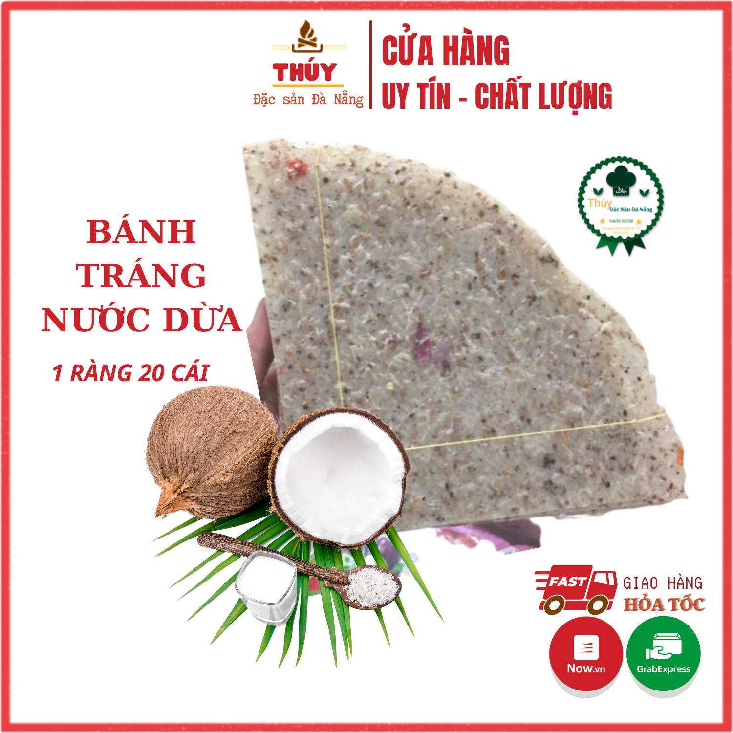 Bánh Tráng Dừa Đà Nẵng miếng dầy dùng để nướng bịch 20 cái