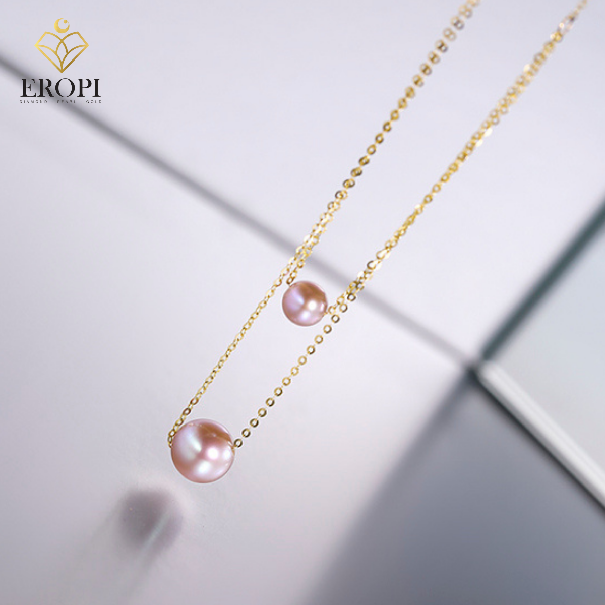 Dây chuyền vàng 18k ngọc trai thật Fie