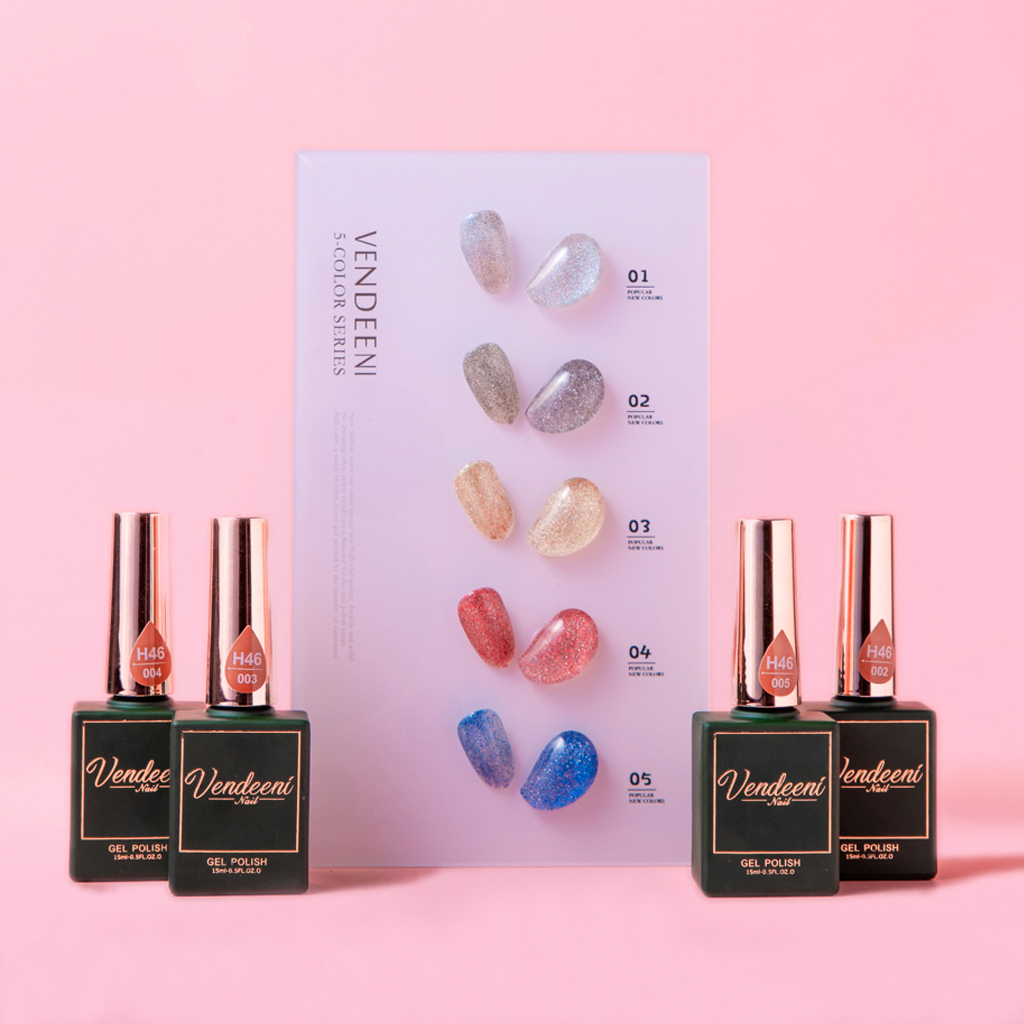 [HCM]Sơn gel nhũ flash Vendeeni chính hãng lên màu chuẩn - 5 màu nhũ kim tuyến rất sáng (lẻ chai)