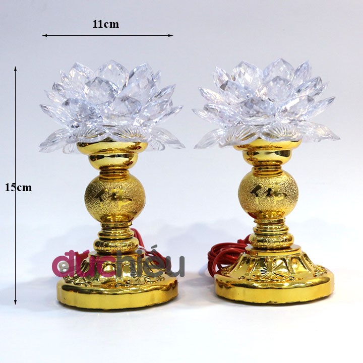 Bộ 2 đèn thờ cúng hoa sen đổi 7 màu, đèn để bàn thờ, đèn hoa sen | Đức Hiếu Shop