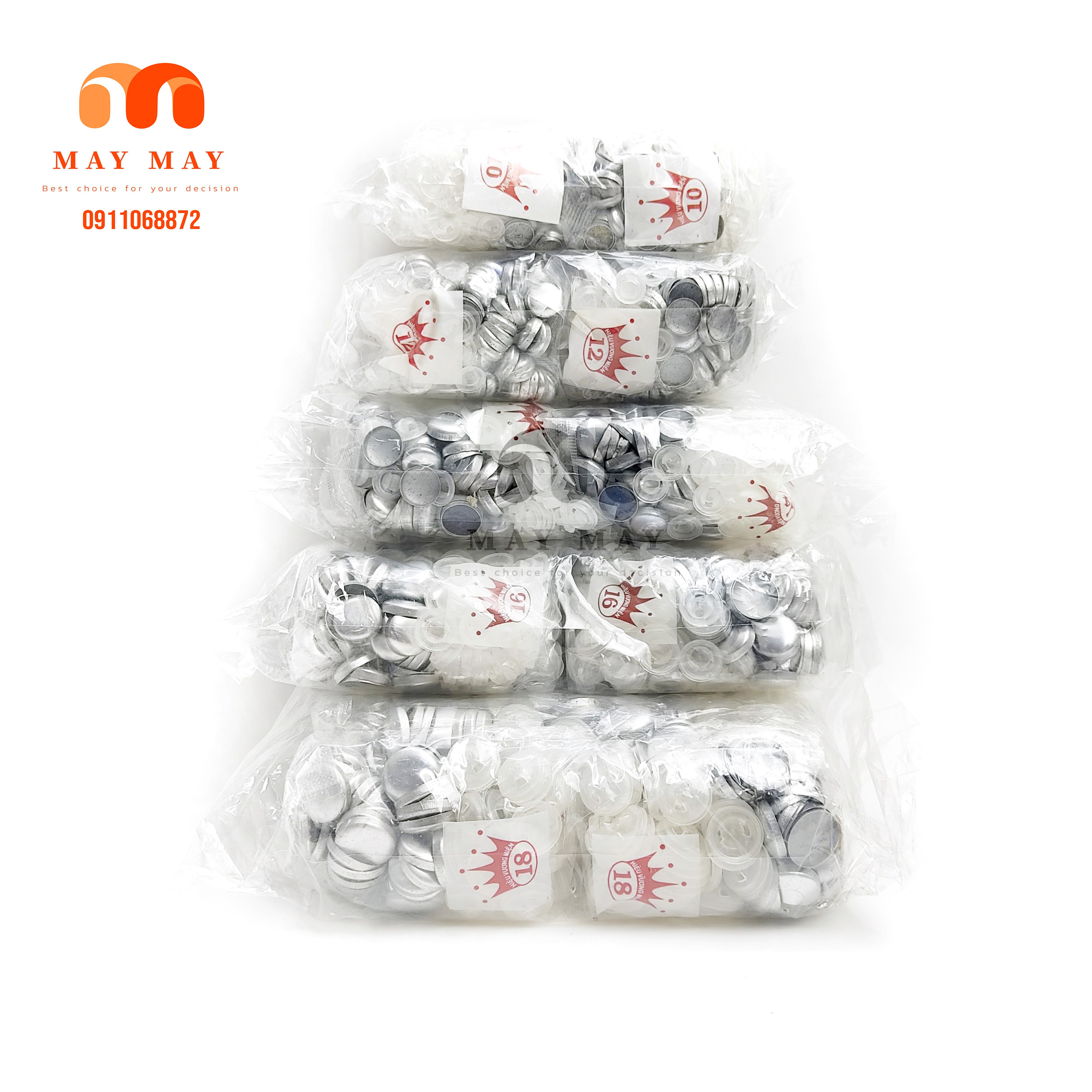 Phôi nút bọc vải chân nhựa đủ size bịch 50 nút - Xương cúc bọc vải giá 1 gói