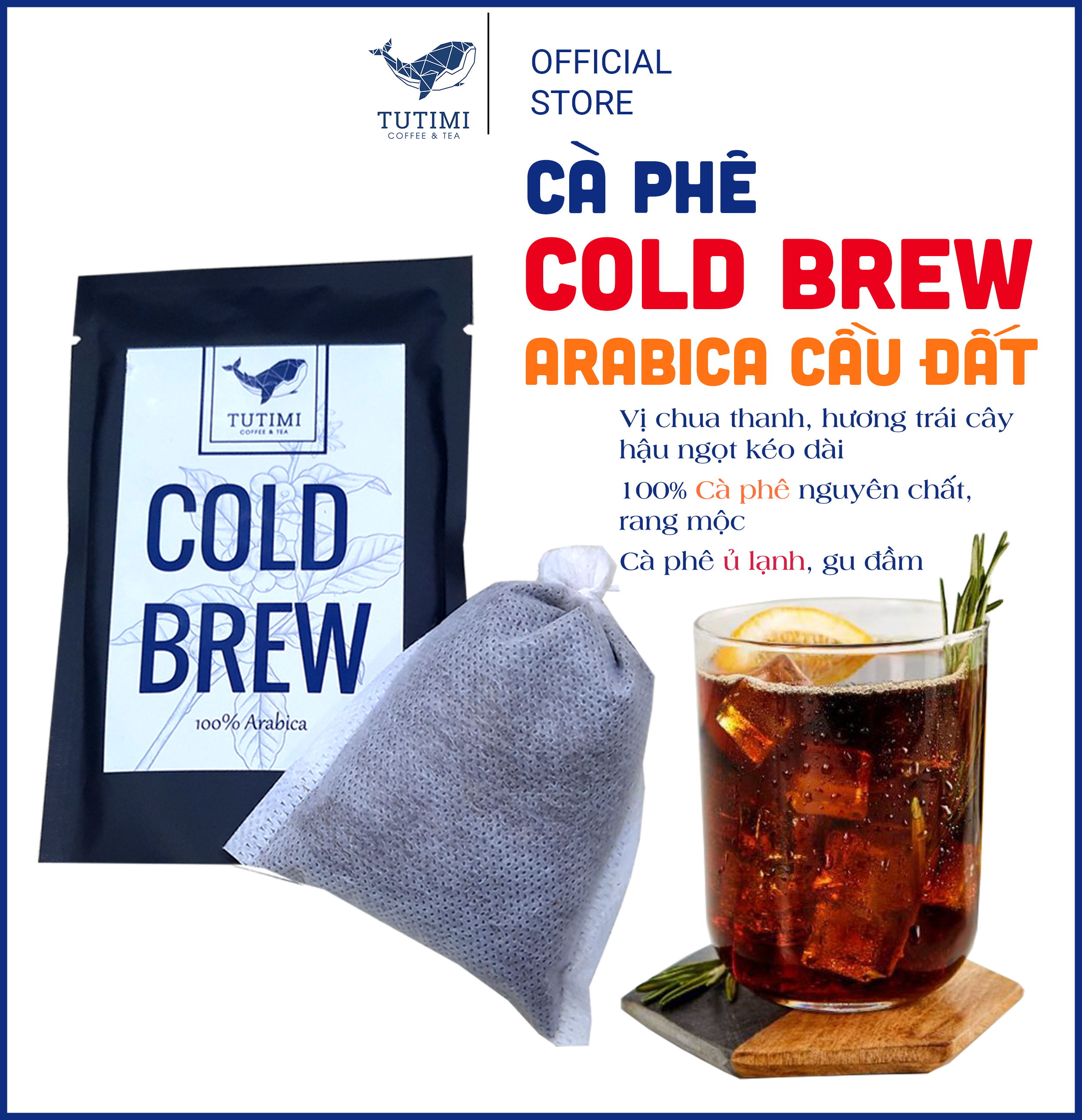 Cà phê ủ lạnh Túi lọc Cold Brew 100% hạt Arabica từ Cầu Đất, 30g mỗi gói - Cà phê TuTiMi