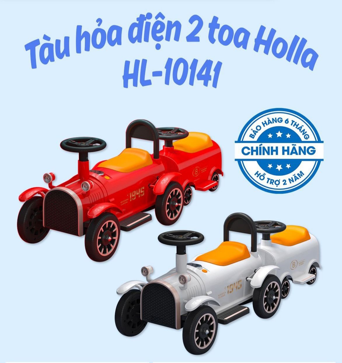 Xe ô tô điện cho bé - oto điện 2 toa HL -10141 mẫu mới 2021