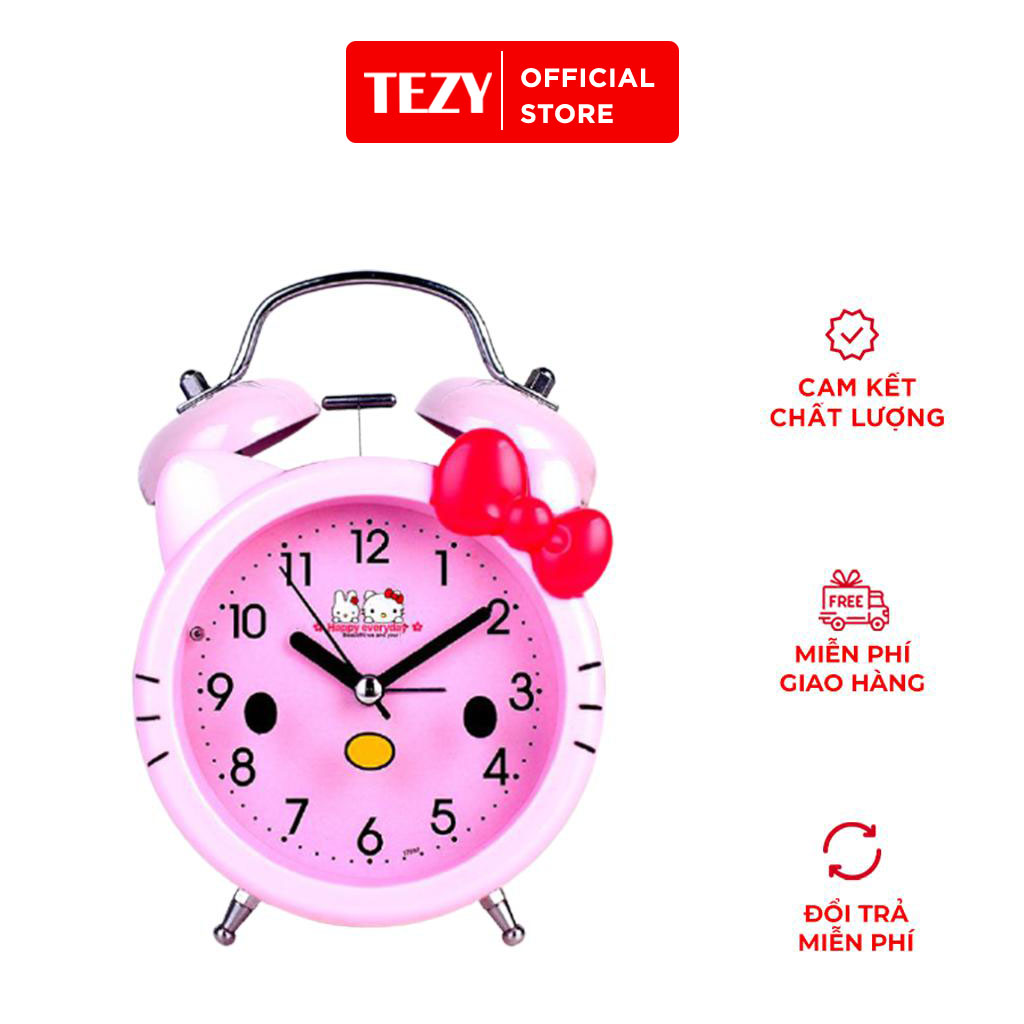 Đồng hồ báo thức để bàn helo kitty - đồng hồ để bàn chuông đẹp tezybooks