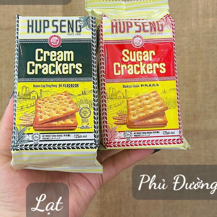 Sỉ- thùng 24 gói bánh quy lạt ăn kiêng, bánh lúa mạch hup seng cream crackers 125g